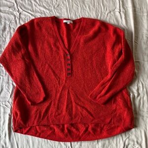Madewell wool blend Red V-Neck Sweater with Buttons